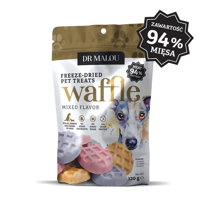 Complementary food for dogs, freeze-dried chicken wafers (mix of flavors)