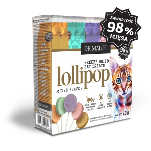 Freeze-dried meat lollipops for cats – mix of flavors