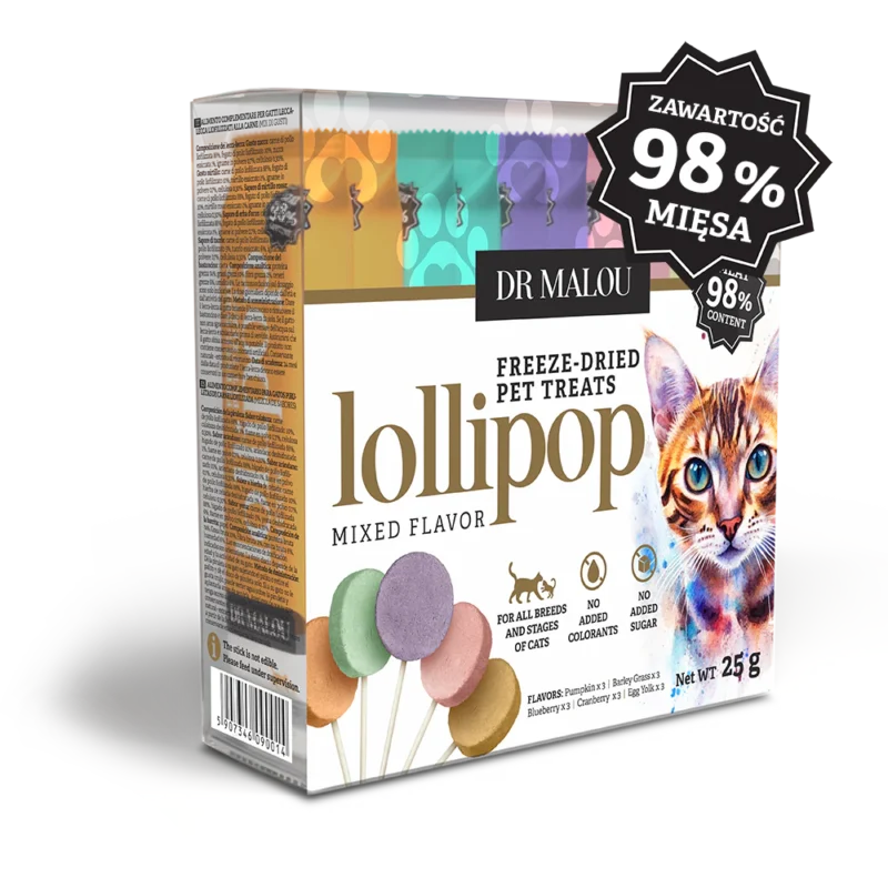 Freeze-dried meat lollipops for cats – mix of flavors