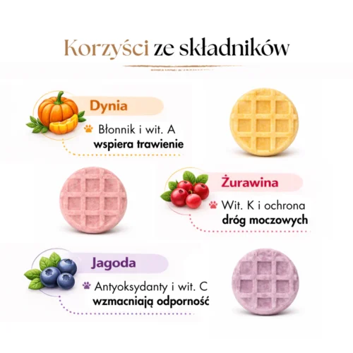 Complementary food for dogs, freeze-dried chicken wafers (mix of flavors)